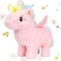 Hopearl Walking Unicorn with Glowing Horn Interactive Electronic Pet Plush Unicorn Toy with Sounds and Movements Animated Gift for Toddlers Birthday, Pink, 7''