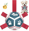 QDAN Dog Toys with Bell Inside, Durable Dog Balls for Tug of War, Outdoor Dog Toys, Squeaky Ball Toy (Blue, 5 inch)