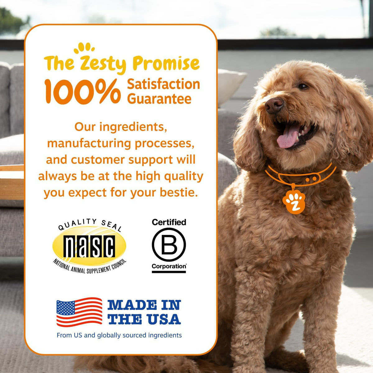 Zesty Paws Probiotics for Dogs, Digestive Enzymes Gut Flora, Digestive Health, Diarrhea & Bowel Support, DE111, Dog Probiotics Soft Chew for Pet Immune System, Chicken, 90 Ct