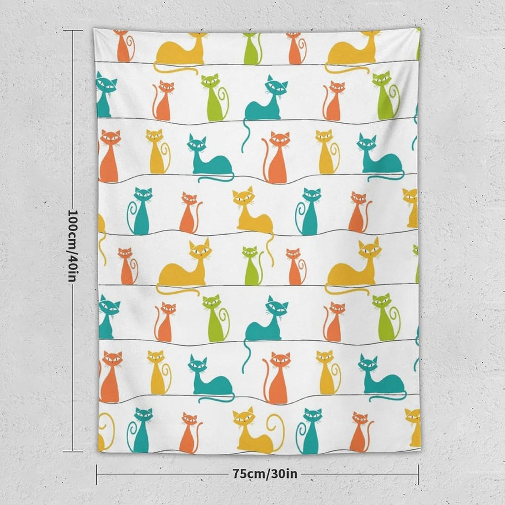 ICMOLYYENLO Boho Medieval Cat Tapestry, Abstract Atomic Starburst Geometric Aesthetic Art Wall Hanging For Bedroom Living Room Dormitory 50x60 Inches