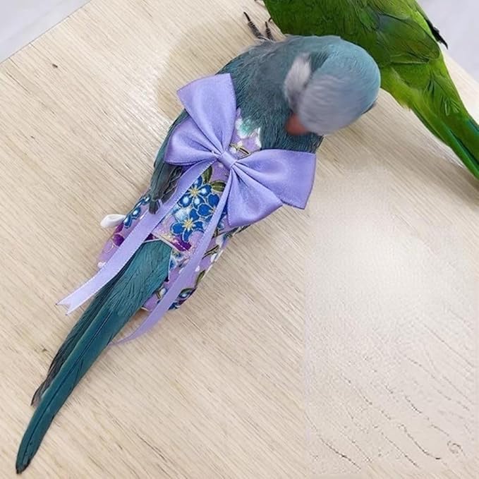 Bird Diaper Parrot Washable Diapers, Parrot Flight Suit, Reusable Nappies for Parakeet Cockatiel Mini Macaw Budgie Conure Lovebird (Purple,XS)