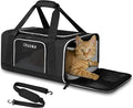 Small Pet Carrier 17" L x 12" W x 8.5" H Airline Approved, Black | for JetBlue/Frontier/Spirit Airlines, Lockable Safety Zippers and Anti-Scratch Mesh, Pets Under 8 lbs