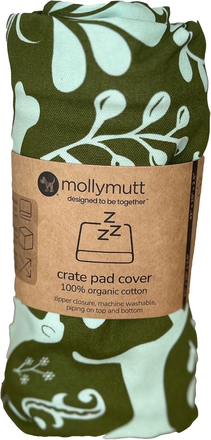 Molly Mutt Dog Crate Pad Cover, GOTS-Certified 100% Organic Cotton Canvas Mat for Dog or Puppy Crate Bed, Durable, Washable & Free of Harmful Chemicals, Pre-Shrunk, 36"x24"x2.5", Amarillo by Morning