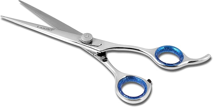 Laazar Pro Pet Grooming Scissors, Premium Steel Dog Grooming Shears with Blue Handles, Long-Lasting Sharp Blades (Straight, 9 Inches)