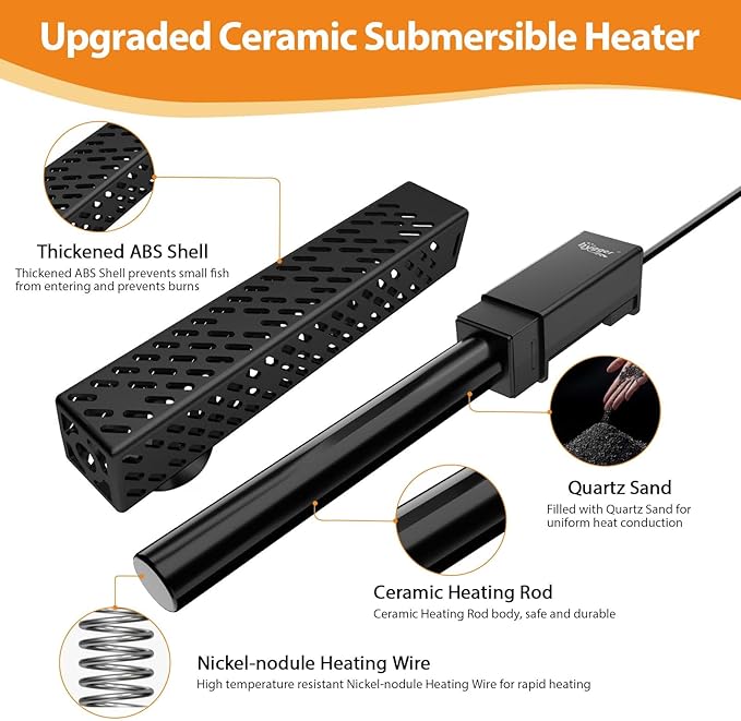 hygger Upgrade Ceramic Aquarium Heater, 200W Digital Fish Tank Heater with Automatic Power-Off and Over-Temperature Protection, Energy Saving Submersible Aquarium Heater for Freshwater and Saltwater