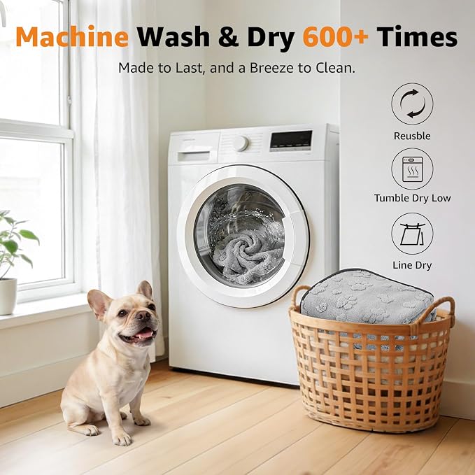 LOOBANI 2 Pack Extra Large Washable Pee Pads for Dogs 72"x72", Gray | Non-Slip Reusable Dog Mat, Super Absorbent & Waterproof Whelping Pads For Floor, Bed, Incontinence, Housebreak, Leak-Proof