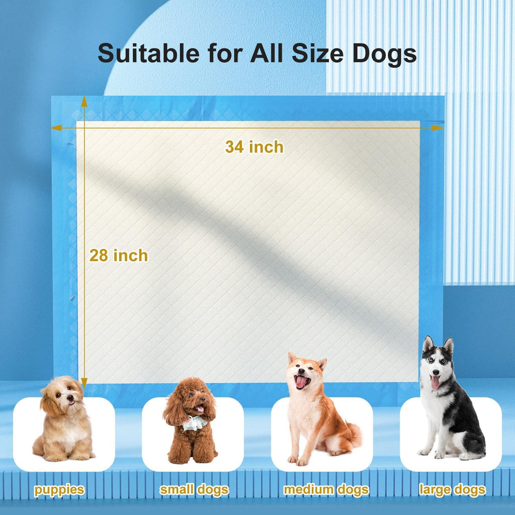 Gardner Pet Ultra Absorbent Thicker Dog Pee Pads Extra Large XL 28"x34" Leak-Proof Odor-Control Blue Puppy Training Pads Full Edge-Wrapping Pad for Dogs Dogs, Puppies, Doggie, Cats, Rabbits - 30 Ct