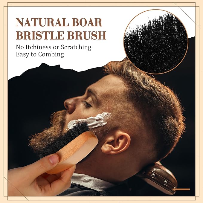 Maitys 10 Set Appreciation Gifts Bulk Beard Brush Comb Scissors,Round | Boar Bristle Beard Brush, for Men Father Colleague Employee