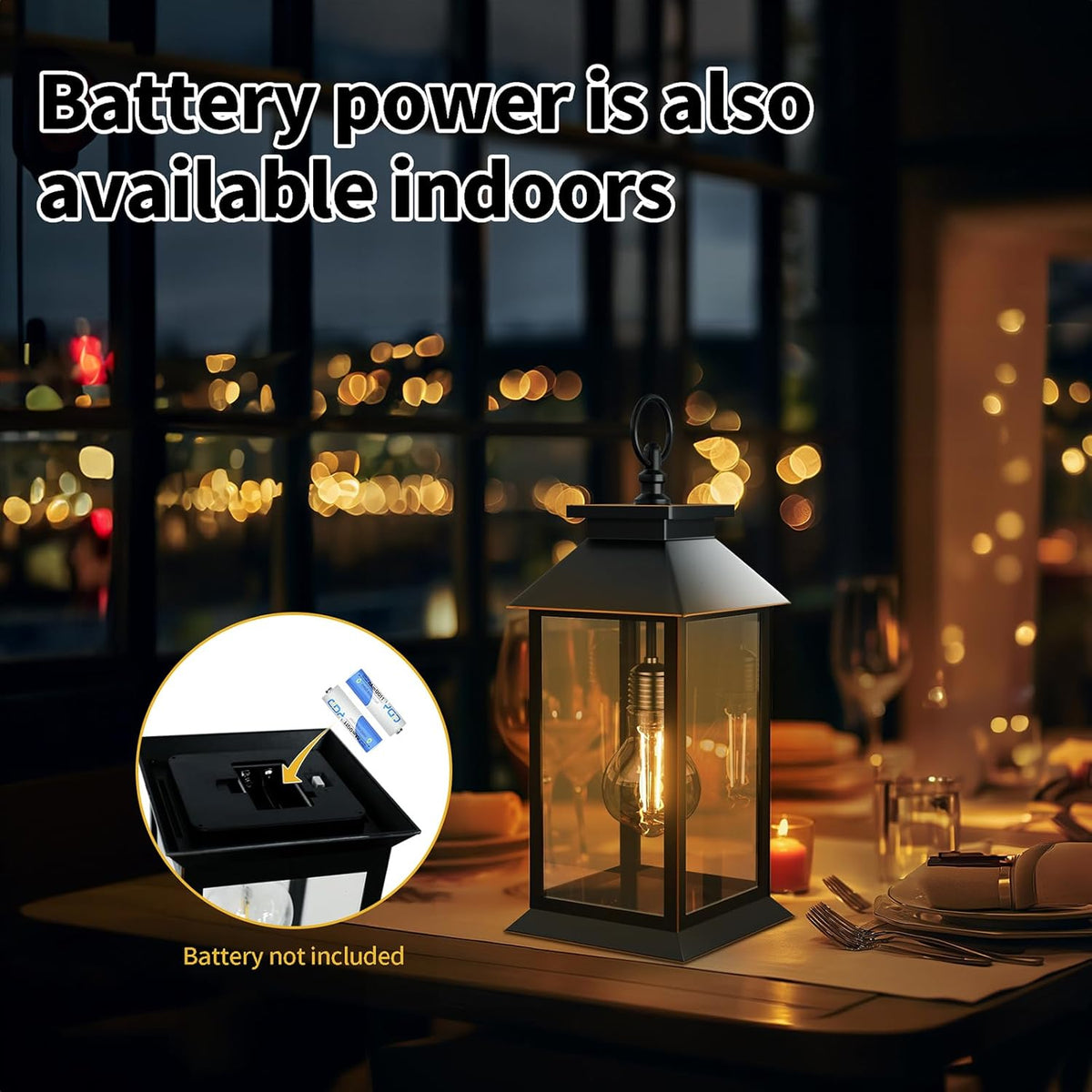 2 Pack Hanging Solar Lanterns Glass Solar Lights Outdoor Waterproof Upgraded Solar and 2 AA Batteries Powered, for Outside Porch, Patio and Indoor Tables, Mantelpiece
