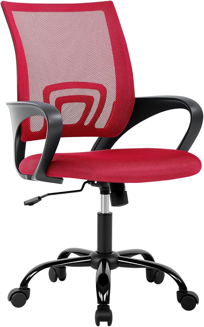 BestOffice Office Chair Ergonomic Cheap Desk Chair Mesh Computer Chair Lumbar Support Modern Executive Adjustable Stool Rolling Swivel Chair for Back Pain (Red)