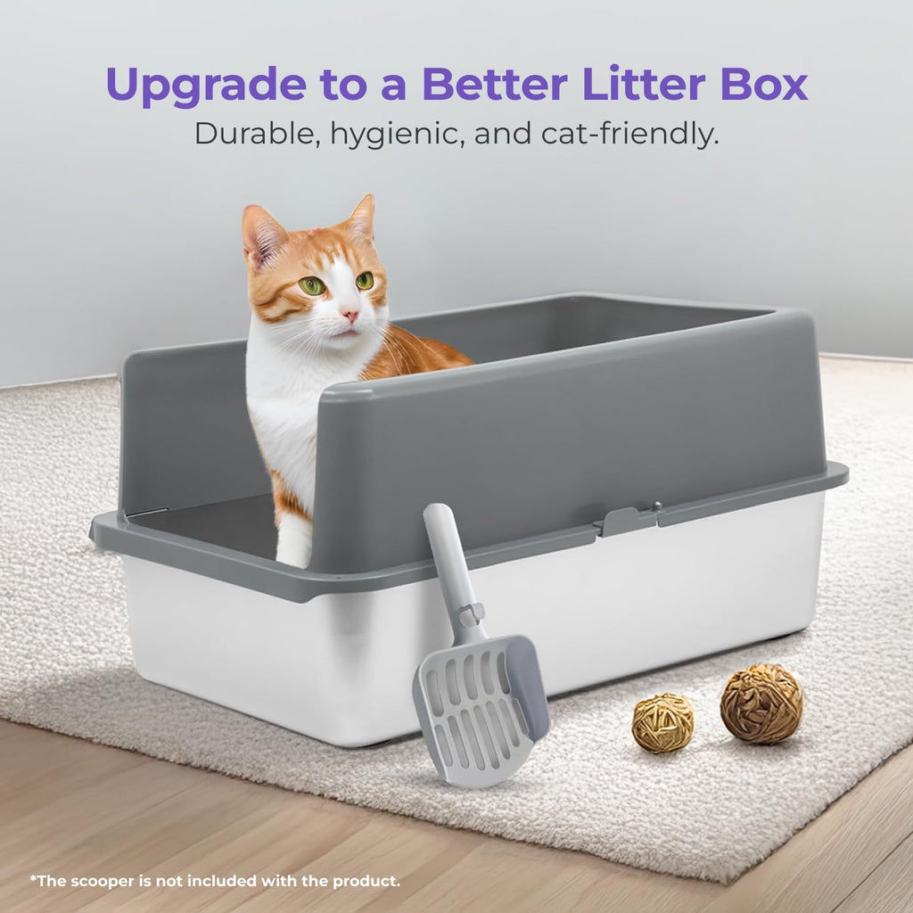 iPrimio XL Cat Litter Box Enclosure - 23"x15"x6" Stainless Steel Litter Enclosure for Big Cats - Cat Litter Box Lid Only Design for Use with XL Pans - Patent Pending Cover Only