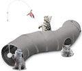 Ownpets S-Shape Cat Tunnel Toy 48"L x 10"D, for Cats, Puppies & Small Pets | Collapsible for storage, tear-resistant oxford fabric, connects to other tunnel, with peek hole, feather wand, indoor/outdoor