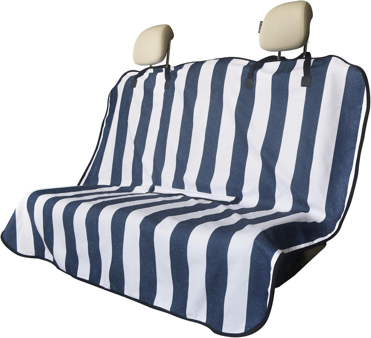 Back Seat Cover for Car Trucks Van SUV,Waterproof Rear Bench Towel Seat Covers for Dogs and Kids,Automotive Backseat Protector (Blue Stripe)