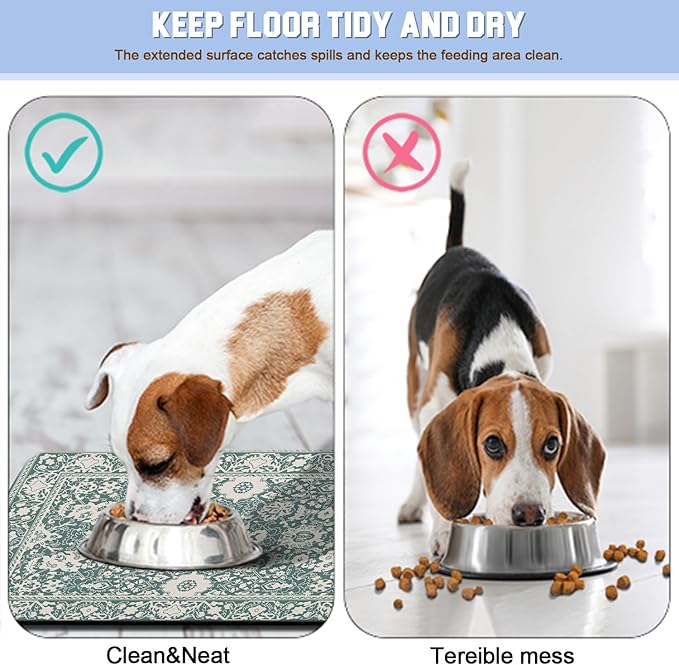 Dog Food Mat for Floors Waterproof Quick Dry Pet Placemat Cat Feeding Bowls Mats for Food and Water, Eco-Friendly Dog Accessories Diatomite Pets Supplies 17" X 30"