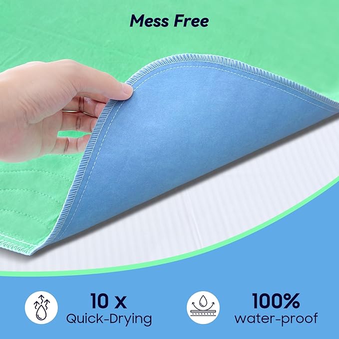 4 Pack 36” x 36” Extra Heavy Absorbency Washable Underpads Bed Pads | WaterProof Quick Drying Nursing Pads Incontinence, Reusable Washable Pee Pads for Dogs, Diaper Changing & Adults