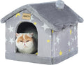 Cute Cat Beds for Indoor Cats,Foldable Cat House with Non-Slip Bottom,Grey | S Size Kitten Bed for 0-6 Lb Dogs and 0-8 Lb Cats,Soft Cozy Dog Cave Bed,Cat Nest Puppy Cave