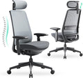 COLAMY Ergonomic Office Chair, High Back Computer Executive Desk Chair with Lumbar Support, Adjustable Headrest and 4D Arms, Slide Seat-BlackGrey