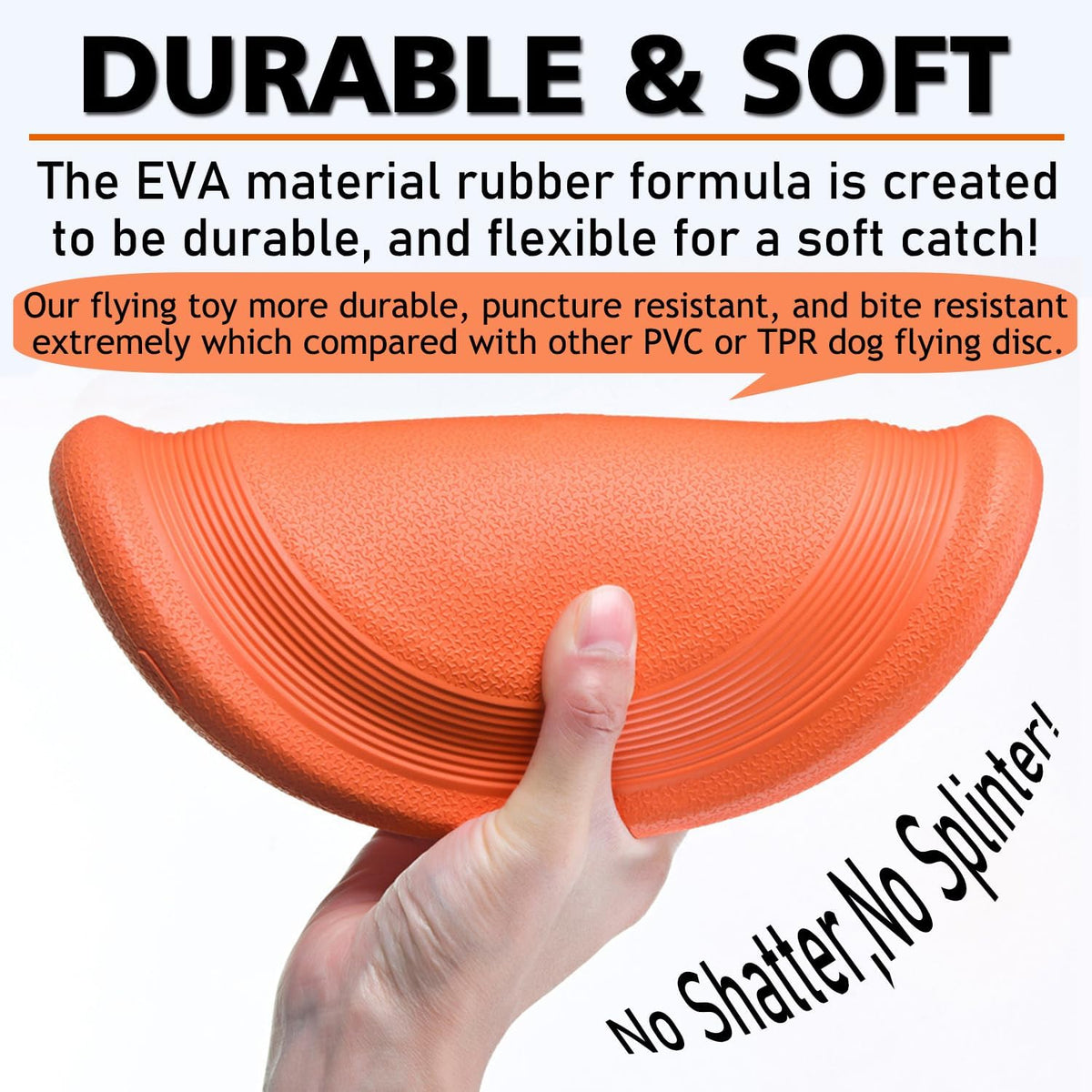Dog Flying Disc - Durable Rubber Flying Disc Dog Toy - 9.25" Indestructible Rubber Dog Flying Discs Flyer Dog Toys - Puncture Resistant & Bite Resistant Extremely - for Medium Large Dogs