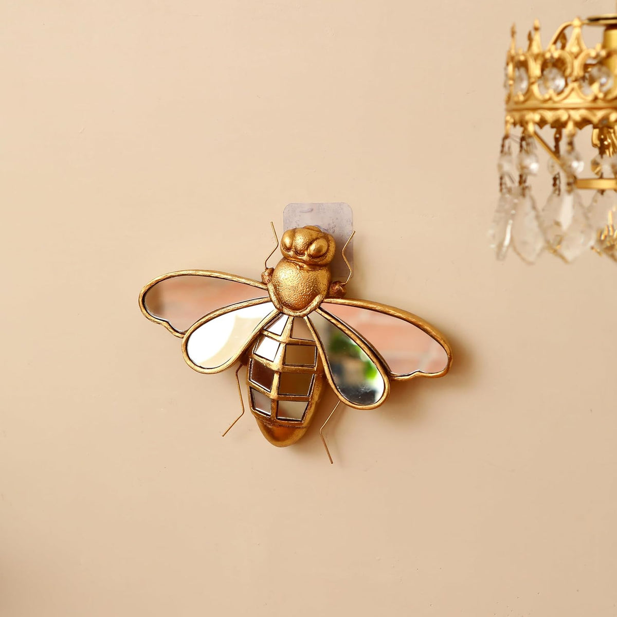 Decorative Bug Insects Beetle Mirrors - Gold Resin Little Bee Glass Wall Decor, Perfect for Victorian and European Themed Homes