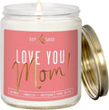 Gifts for Mom, Mom Birthday Gifts, Mothers Day Gifts for Mom - 'Love Mom' Soy Candle, w/Coconut & Vanilla I Birthday Gifts for Mom Gifts from Daugher or Son I 50Hr Burn, USA Made