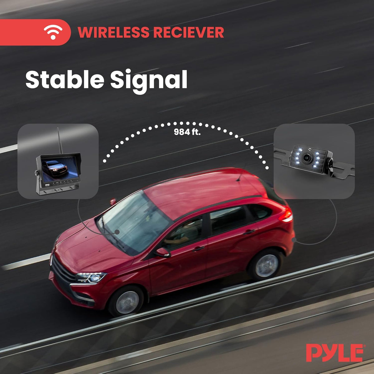 Pyle 7??1080P HD Digital Wireless Monitor and Wireless License Plate Camera - Waterproof, Night Vision, Single Channel Visual Assistance Kit (12/24V for Bus, Truck, Trailer, Van, RV, Camper)