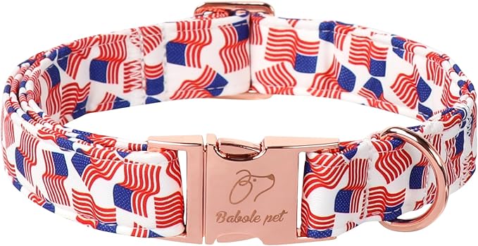 American Flag Dog Collar - 4th of July Dog Dog Collars for Large Dogs, Adjustable Independence Day Metal Buckle Patriotic Dog Collar L