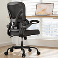 Office Chair with Adjustable Lumbar Support, Home Office Desk Chair with Flip-up Armrests, 330 lbs Mesh Computer Chair for Long Day Use, Black