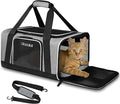 Small Pet Carrier 17" L x 11" W x 9.5" H Airline Approved, Grey | for Alaska Airlines, Lockable Safety Zippers and Anti-Scratch Mesh, Pets Under 10 lbs