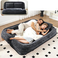 Foldable Lazy Sofa Bed, Double Human Dog Bed for Adults, Dark Gray | Skin-friendly Breathable Soft Chenille Upholstered, 5 Adjustable Backrest Positions, 3 Soft Cushions for Living Room
