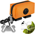 Dog Waste Bag Dispenser Pet Poop Bags Holder for Doggie Waste Bags Dispensers Soft Fabric Zipper Small Doggy Puppy Pouch for Leash Accessory Attachment with Carrier,Orange