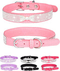 Bling Dog Collar for Small Medium Large Dogs, Crown Rhinestone Dog Collars for Girl and boy Dog, Diamond Puppy Collars, Adjustable Leather Suede SOFE Cat Collar (XS(8.2"-10.6"/21CM-27CM), Pink2)
