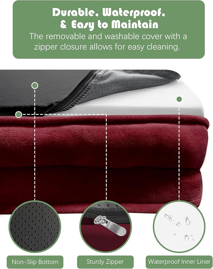 Spotted Play Orthopedic Dog Bed with Sides - Sofa Beds for Extra Large Dogs, Supportive Foam Pet Couch Bed with Washable Removable Cover, Waterproof Lining and Non-Slip Bottom, Burgundy - XXL