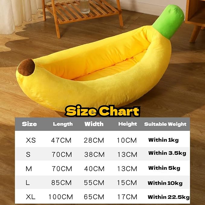 Banana Pet Bed for Small Dogs and Cats, Cozy Enclosed Calming Cave Bed with Removable Plush Cushion for Indoor Kittens Puppies Small Pets (Banana Bed, Large)