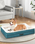 Upvilla Orthopedic Dog Bed, Four-Sided Medium Dog Sofa, Washable Cover Blue | Removable Waterproof Dog Bed Cover, Egg-Crate Orthopedic Foam, Built-In Carry Handle, Indoor Small Pet Beds, Cat Beds