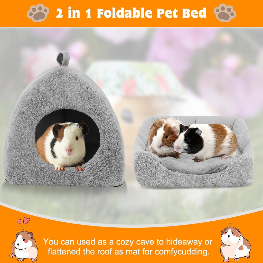 BWOGUE Guinea Pig House Bed Cozy Hamster Cave Large Hideout for Dwarf Rabbits Hedgehog Bearded Dragon Winter Nest Hamster Cage Accessories