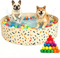 Foldable Dog Pool & Dog Ball Pit with Balls Included, Portable Multifunctional Ball Pit for Dogs & Cats, Anti-Collapse Non-Slip Pet Play Pool (Beige L+85 Balls)