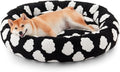 JOEJOY Jacquard Donut Round Dog Beds Medium Sized Dog,Black 30x30x8in, Removable Washable Cover, Cute Pattern, Ultra Soft Fluffy Calming Pet Bed with Thick Supportive Bolster