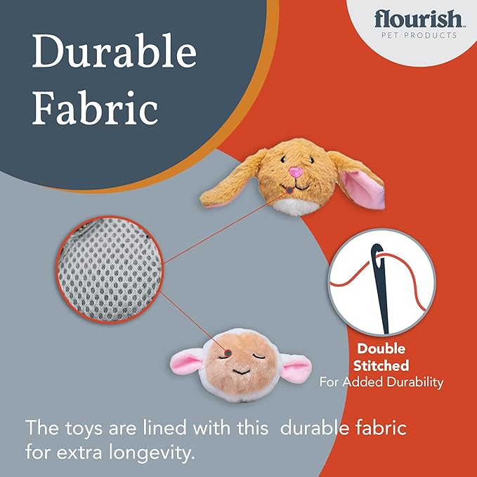 Flourish Pets 2 in 1 Multi-Layer Chew Toy for Active Dogs | Non-Toxic BPA Free Double Stitched Soft Fabric Exterior Dog Toys | Long-Lasting Dog Plush Toys – Easter 3.5" (2 Pack)