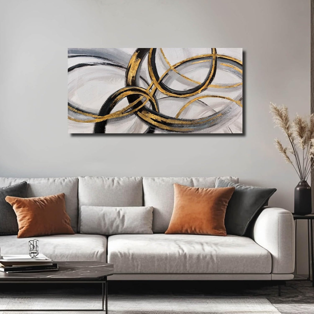 SOUGUAN Canvas Wall Art - Black and White Artwork - Abstract Graffiti Painting - Wall Art for Living Room Bedroom Kitchen Home Wall Decorations 20x40 Inch