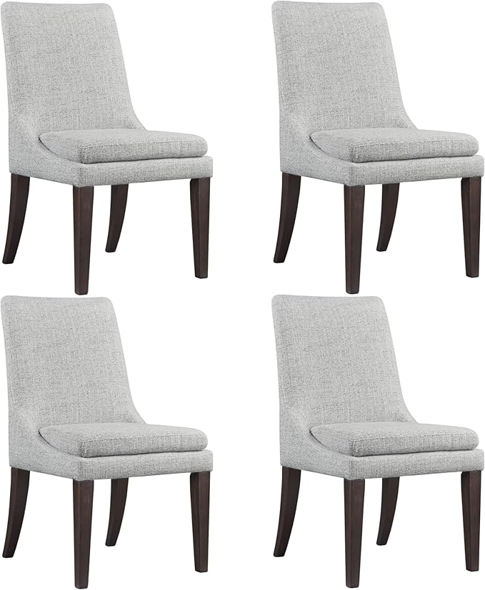 Upholstered Dining Chairs Modern Sidechair Performance Fabric High Back Armlesschair for Diningroom Kitchen,Light Grey,Set of 4(2 Box)