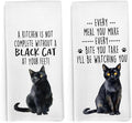 Funny Black Cat Kitchen Towels, Black Cat Mom Lady Lovers Gifts for Women Hand Towels, Gifts for Pet Lovers Dishcloths Dish Towel for Kitchen 16x24 Inches Set of 2