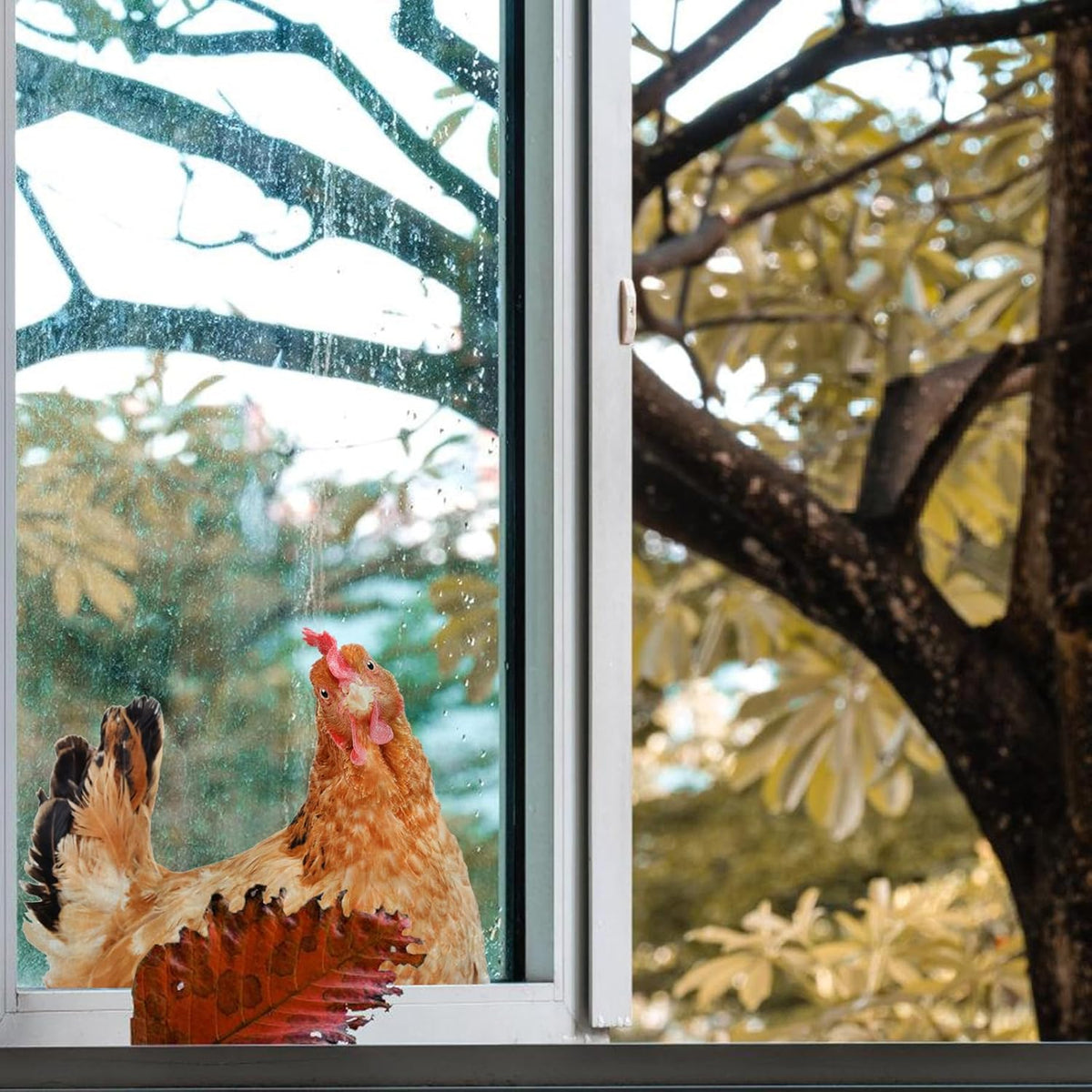 Chicken Lover Gifts Window Stickers, Cute Hens Wall Decals Peel and Stick, Funny Removable Vinyl Chicken Decoration for Farmhouse Kitchen Bedroom Door Refrigerator