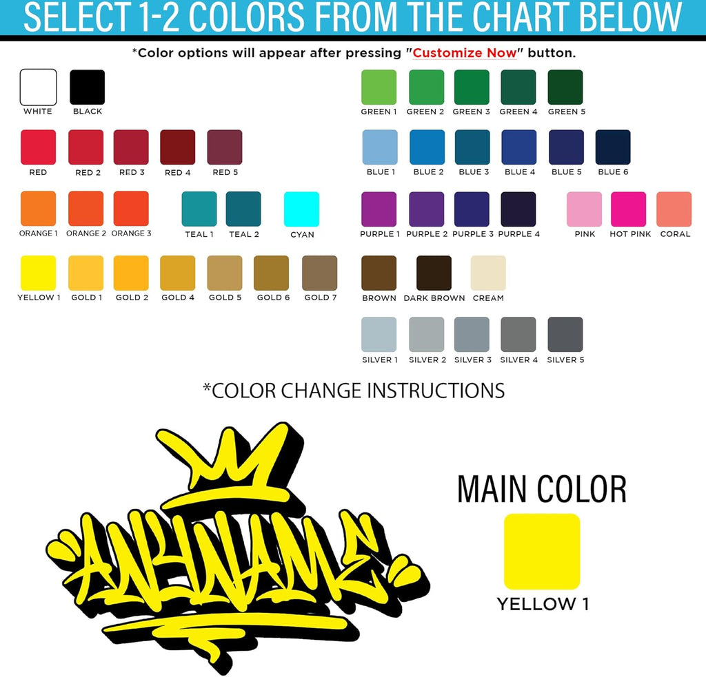 Custom Graffiti Name Wall Decal Personalized Graffiti Name Decal Graphics Large Vinyl Wall Decals for Home & Room Décor, Peel & Stick Wall Art for Kids & Teens Bedroom, Car, Vehicles