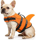 Dog Life Jacket High Flotation, Reflective Dog Life Vest for Swimming, Adjustable Dogs Life Preserver Rescue Handle Spring Summer Pool for Small, Medium, Large Dogs (OrangeLines,M)