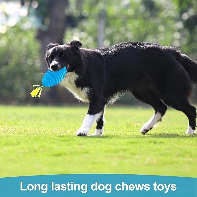 Tough Squeaky Dog Toys for Aggressive Chewers, Indestructible Dog Balls for Aggressive Chewers, Interactive Squeaky Balls for Dogs to Busy, Rubber Aggressive Chew Toys for Boredom