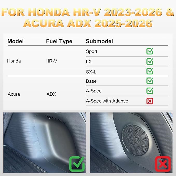 Cargo Mat Fit for Honda HR-V 2023-2027 & for Acura ADX 2025-2026 | All Weather TPE Custom Fit Trunk Mat Cargo Liner for HRV Accessories, Black