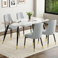 Modern Dining Table Set for 4, 62'' Sintered Stone Dining Table Set for 4, 4 Chair Kitchen Table Set, Easy to Assemble
