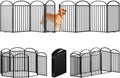 8 Panles Full Matel Freestanding Dog Gates with Door, 192"Extra Wide 36"Tall Free Standing Dog Pet Gate for Indoor & Outdoor. Foldable Pet Fences for Doorways, House, Stairs, Porch, Deck, Yard