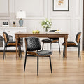 Dining Chairs Set of 4, FSC Certified Mid Century Modern Accent Dining Room and Kitchen Chairs, Upholstered PU Leather Diamond Check Chairs with Walnut Bentwood and Metal Legs, Black