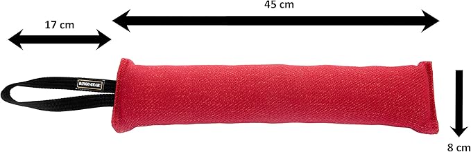 Dingo Gear French Linen tug Toy for Dog, Dog Bumper for Training, Agility, tug of war, Dog bite Pillow for Strong Dog, 1handle 18" red S00065